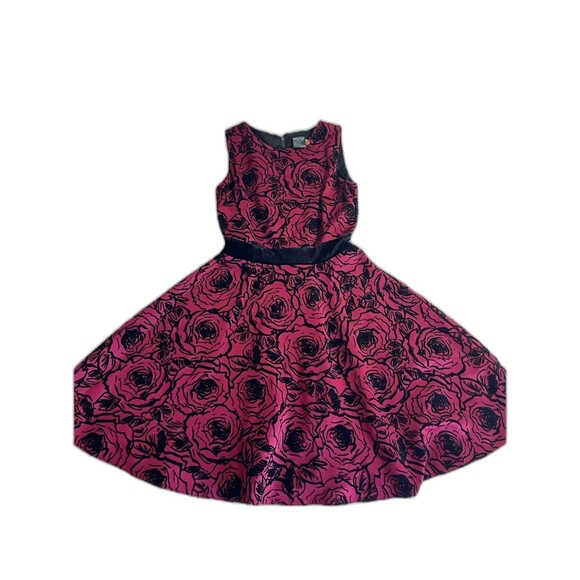 Gabby Skye Dress Size 4 Dark Pink With Velvet Floral Pattern Whimsy Goth - Picture 2 of 9